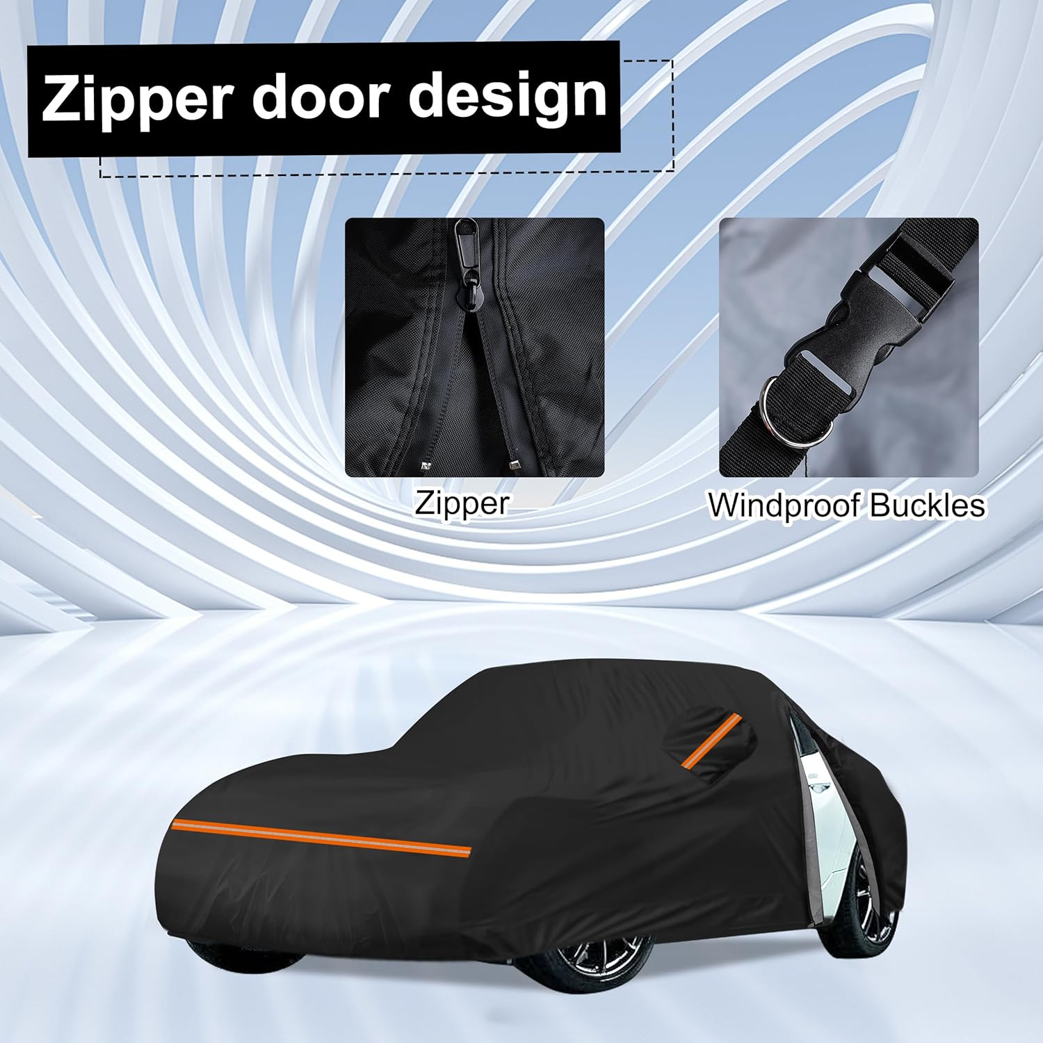 Amooca Car Covers Custom Fit for Mazda MX-5 Miata (1989-2024) Waterproof Sun-Proof All Weather for Automobiles Snow Cover with Door Zipper Cotton Lining image number 4