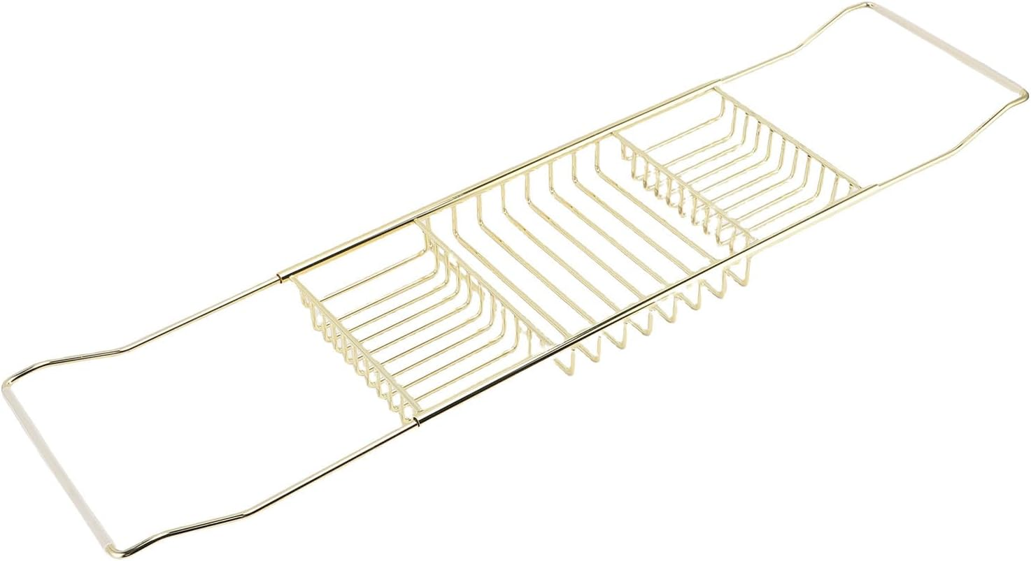Viagasafamido Bathtub Tray, Stainless Steel and Expandable Shower Tub Caddy Tray, Adjustable Design 25 to 38.4In for Elegant Bath Experience (Gold) - Gold image number 2