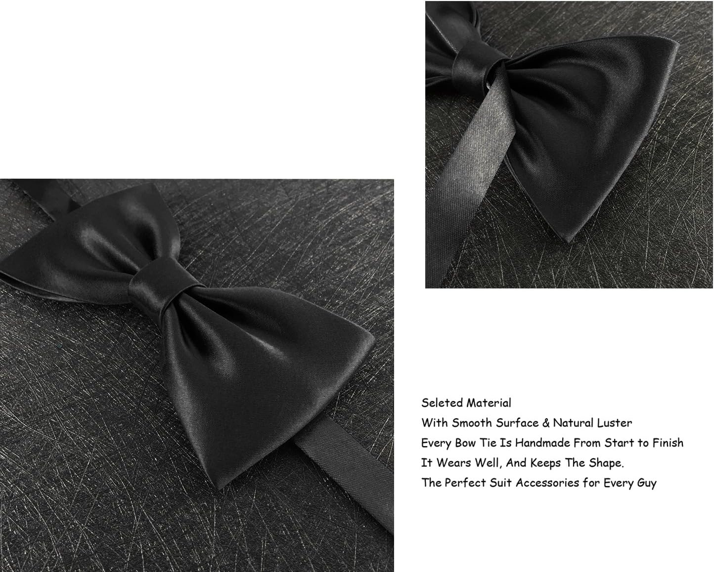 Mens Luxurious 100% Silk Pre-Tied Bowtie Solid Bow Ties