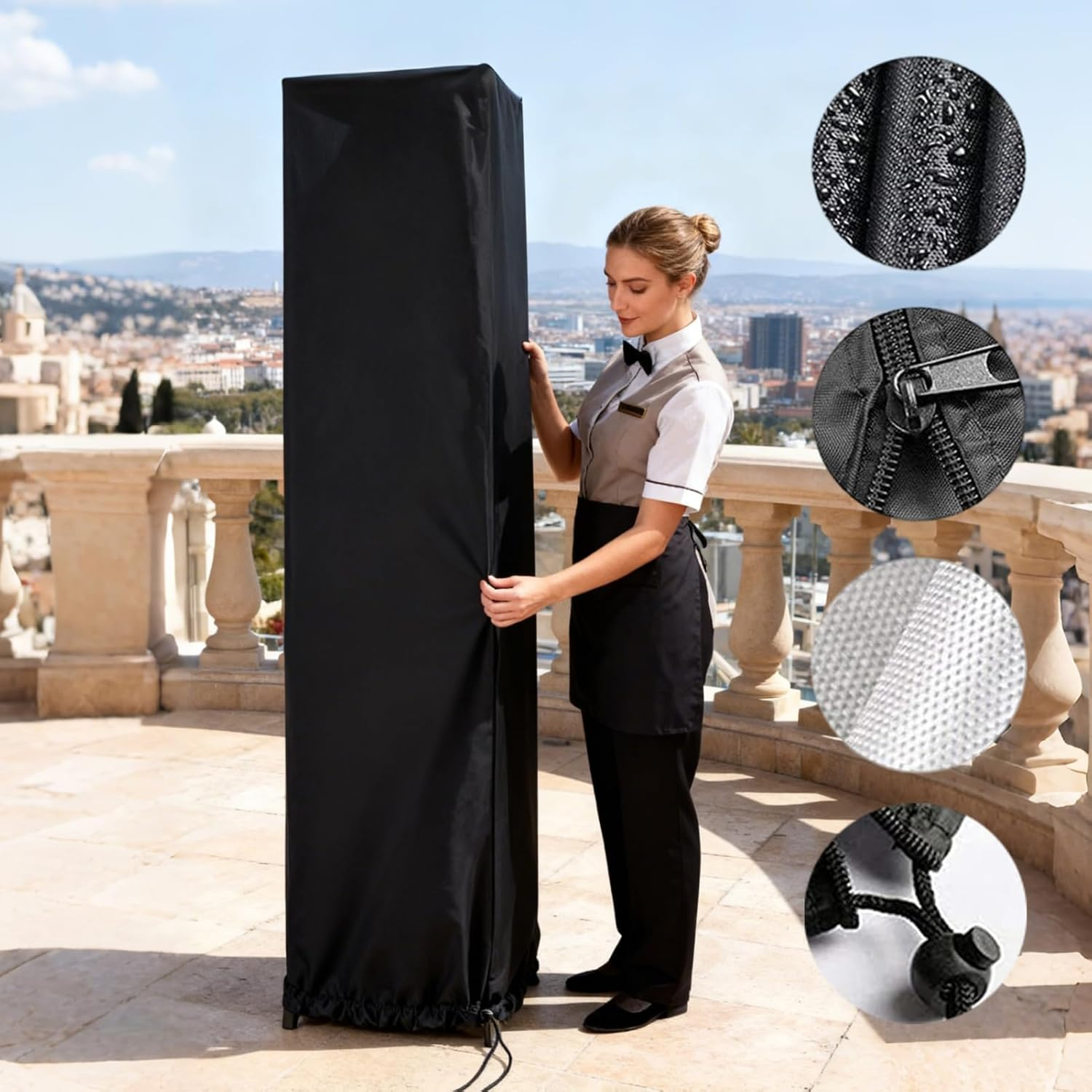 Outdoor Patio Heater Cover - Waterproof Oxford Cloth Protector | Heavy Duty Windproof Heater Covers - for Yard Pathway Backyard Patio Beach Pool Balcony Deck Camping Hotels Restaurants