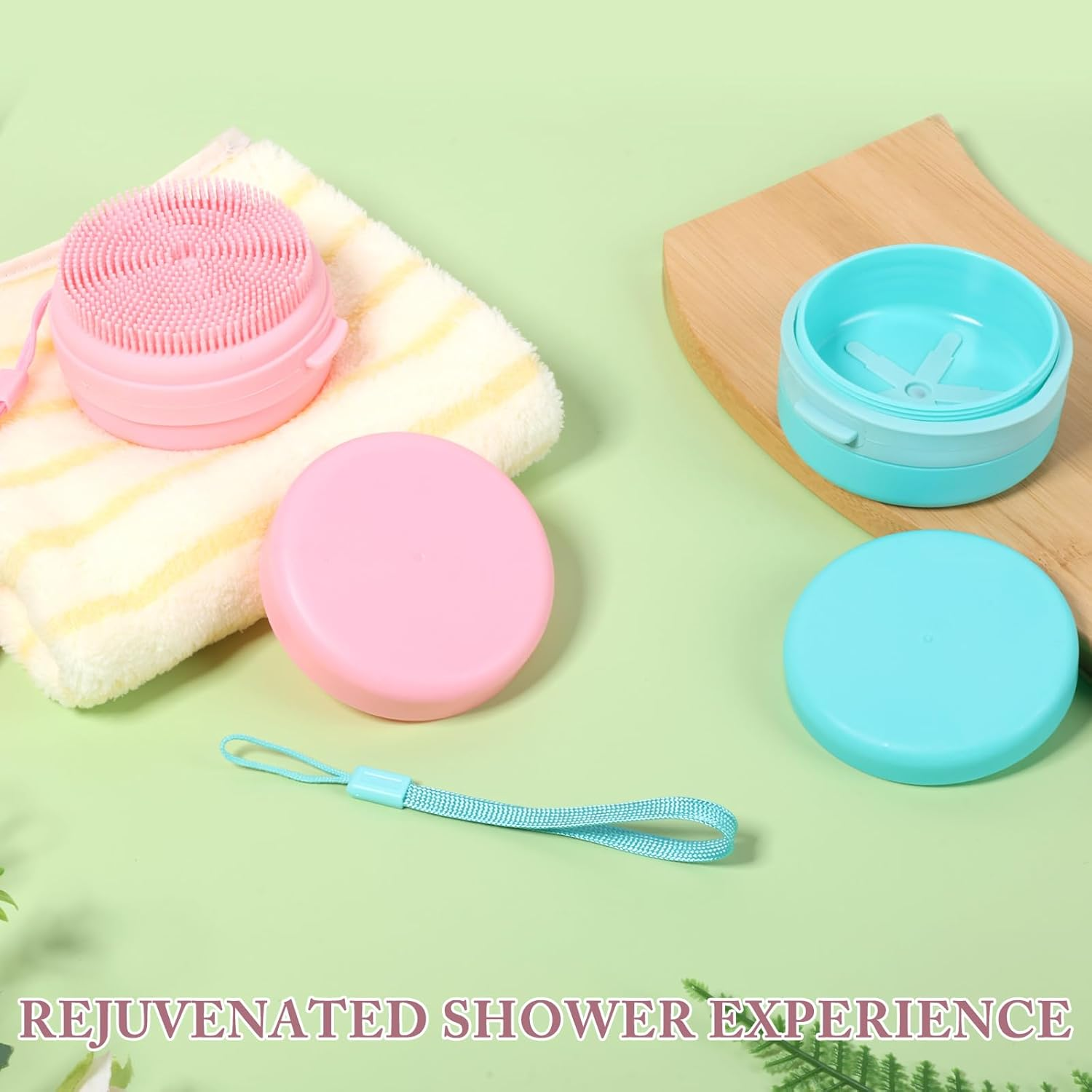 DJAPWPX 2/3 Pcs Silicone Body Scrubber Soft Silicone Shower Brush with Lanyard Safe Body Scrubber for Sensitive Skin Children Women Men (1 Pink+1 Blue) - 3 Blue image number 6