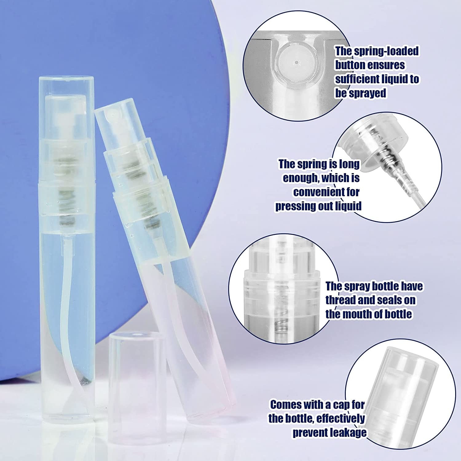 Mini Spray Bottle, 50 Pack 5Ml Mini Plastic Spray Bottle Empty, Fine Mist Refillable Mini Perfume Bottle, Perfume Atomizer, Small Sample Containers, Plastic Portable Travel Bottle, Clear image number 3