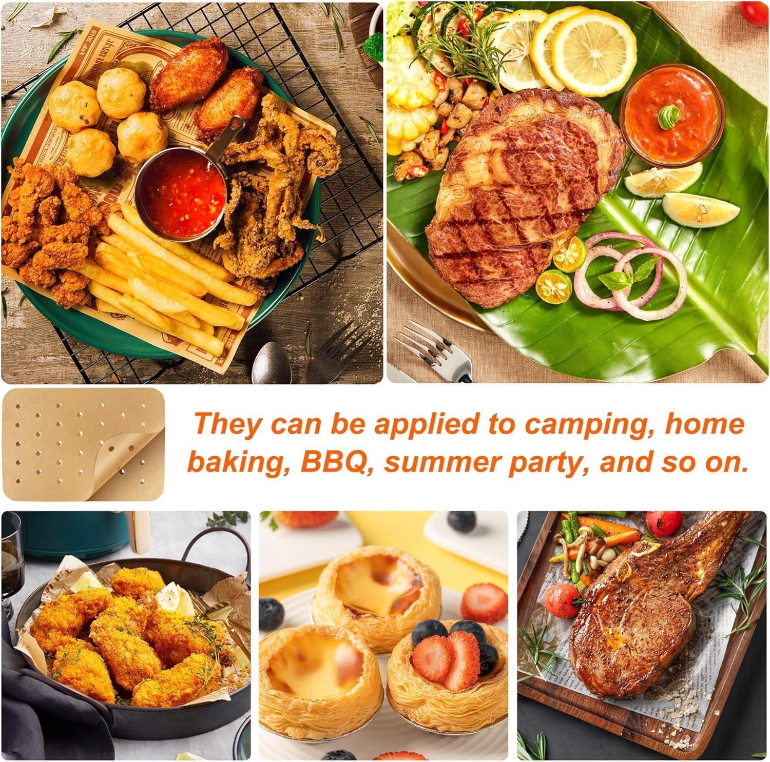 200Pcs Air Fryer Liners,Air Fryer Parchment Disposable Paper Liners for Ninja Foodi Dualzone 2-Basket Air Fryer DZ201 DZ401, Rectangle Non-Stick Perforated Baking Paper Airfryer Liners for Dual Basket image number 6