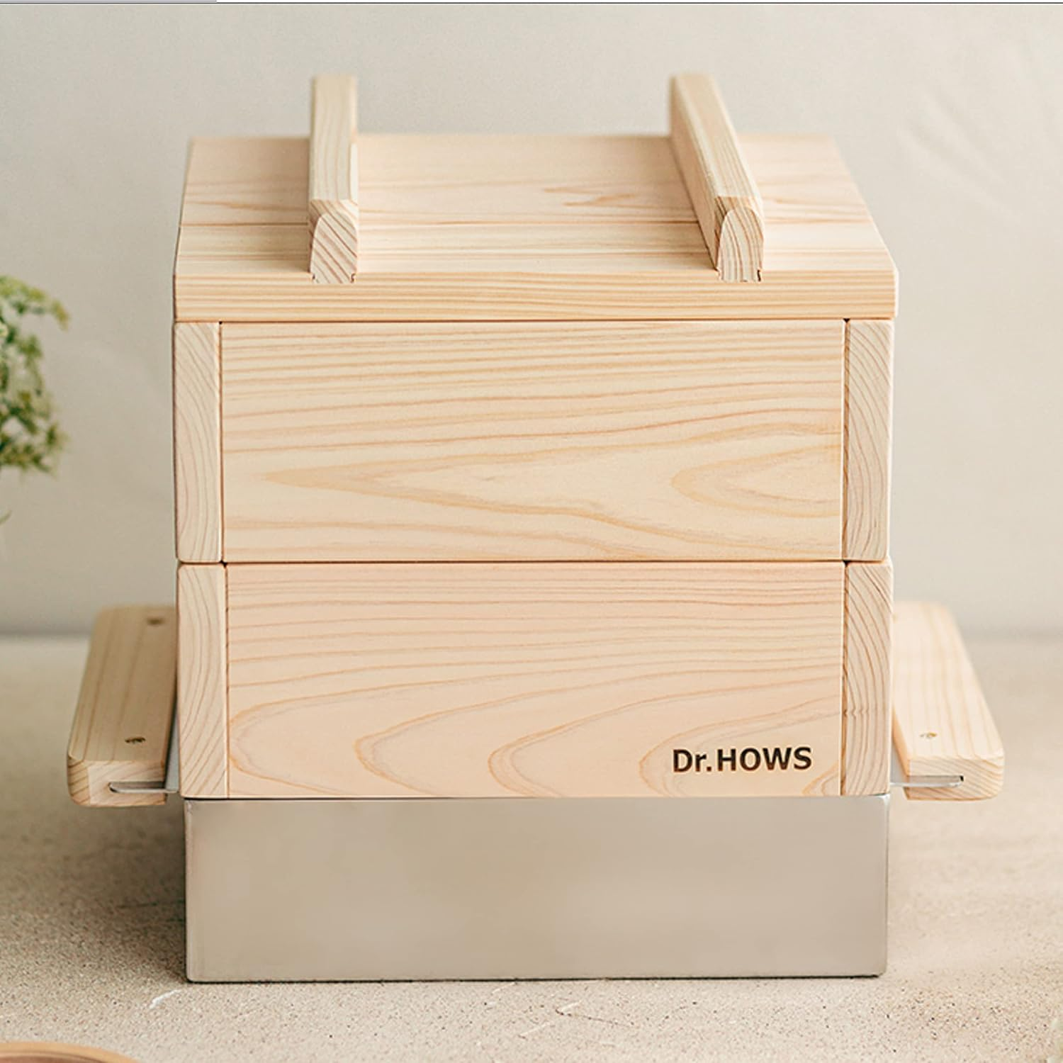 Dr. House Hinoki Steamer, 2 Tier Full Set, Seiro, Natural Hinoki Material, Korean Steamer, Oden Pot, 10.2 X 10.2 Inches (26 X 26 Cm), Large Capacity, Induction Compatible