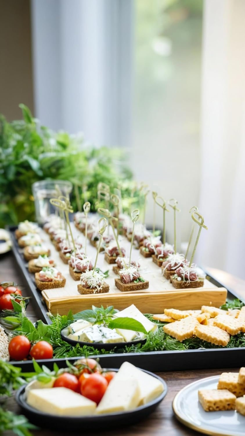 Pack of 200, 4.7&rdquo; Bamboo Cocktail Picks, Natural Knot Skewers for Stylish Apizers & Drinks, for Charcuterie Boards, Fruit Skewers, Cocktail Garnishes, Party and Event Supplies image number 4