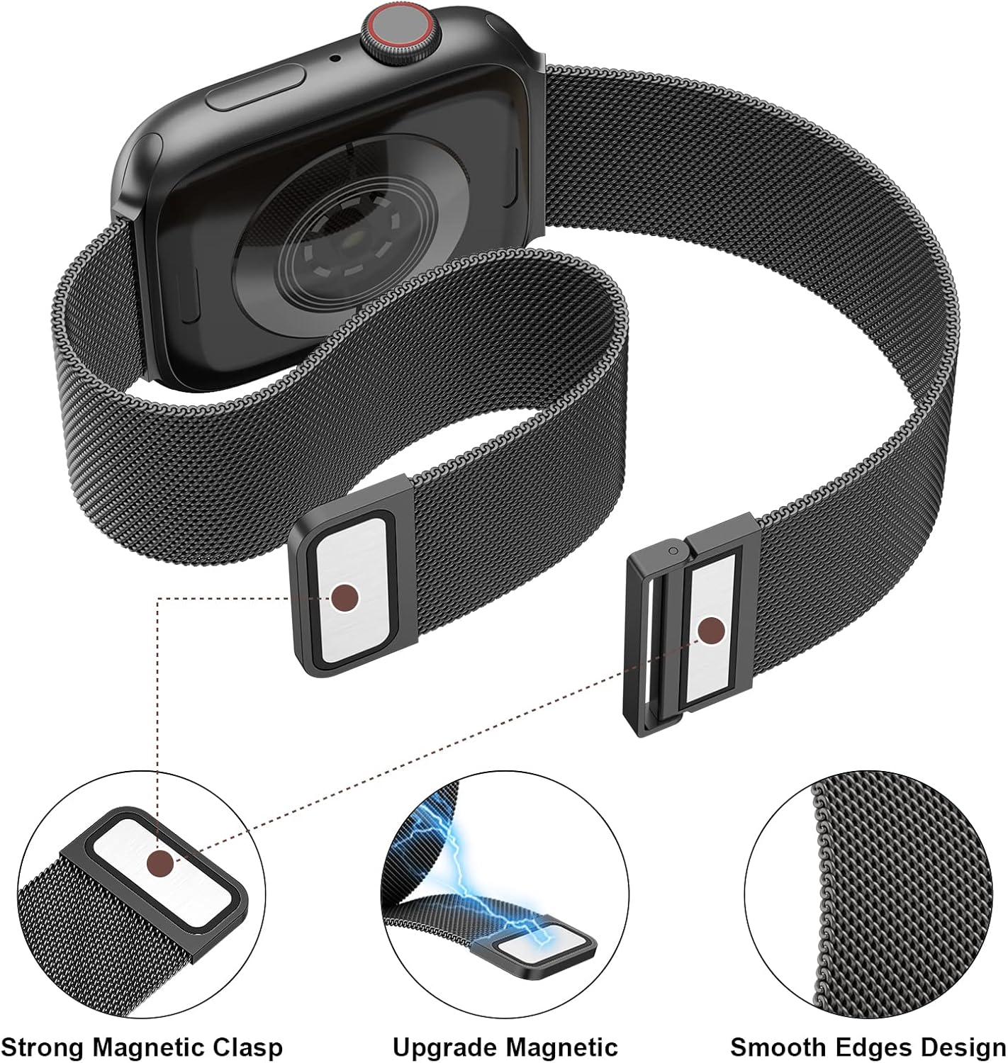 Leonids Metal Bands for Apple Watch Bands 38Mm 40Mm 41Mm 42Mm 44Mm 45Mm 46Mm 49Mm for Women Men, Stainless Steel Mesh Loop Magnetic Clasp Replacement Straps for Iwatch Series 10/9/8/7/6/5/4/3/Se/Ultra image number 5