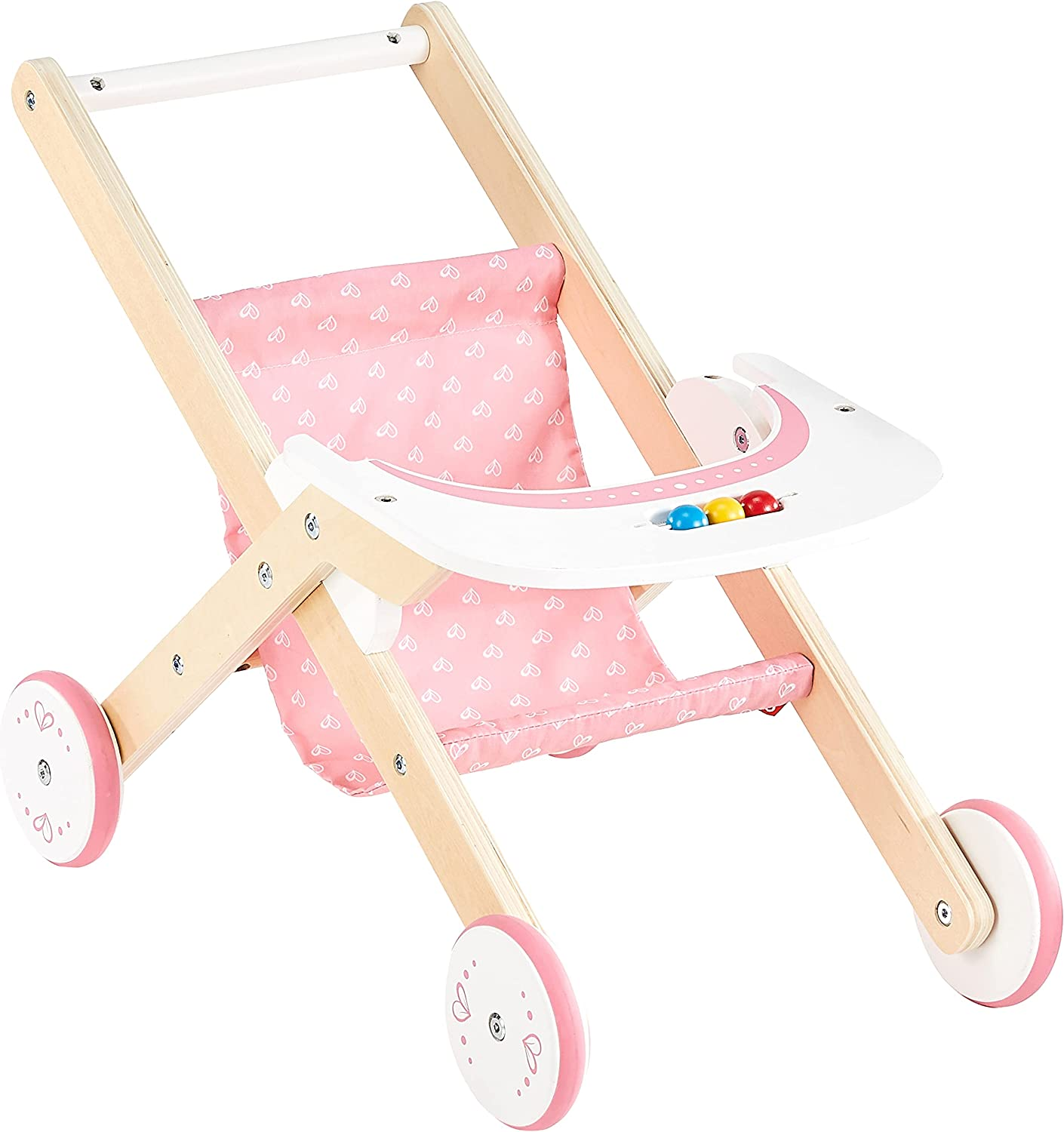 Hape Dolls Stroller/Pram Kids/Toddler 3Y+ Play Parent Pretend Wooden Toy Pink image number 3