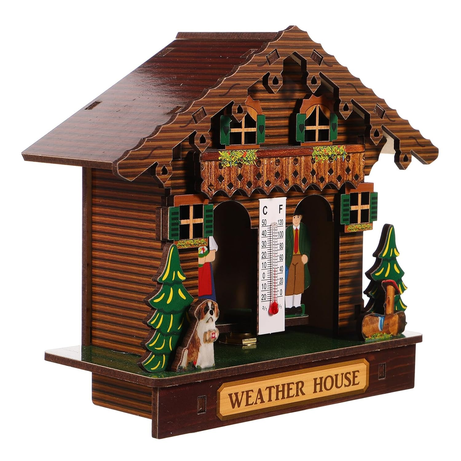 TIDTALEO Wooden Weather House Wall Thermometer Hygrometer Barometer Indoor Climate Gauge with Precise Temperature Humidity Monitor Stylish Home Weather Station Wall Mount image number 6