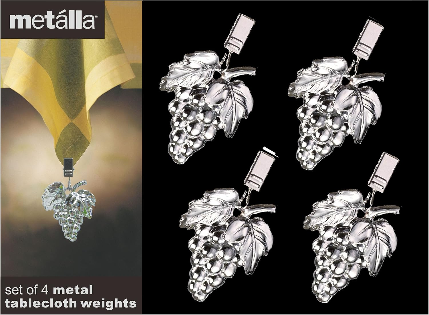 Prodyne TW-10-G Metal Grapes Tablecloth Weights, Silver image number 3