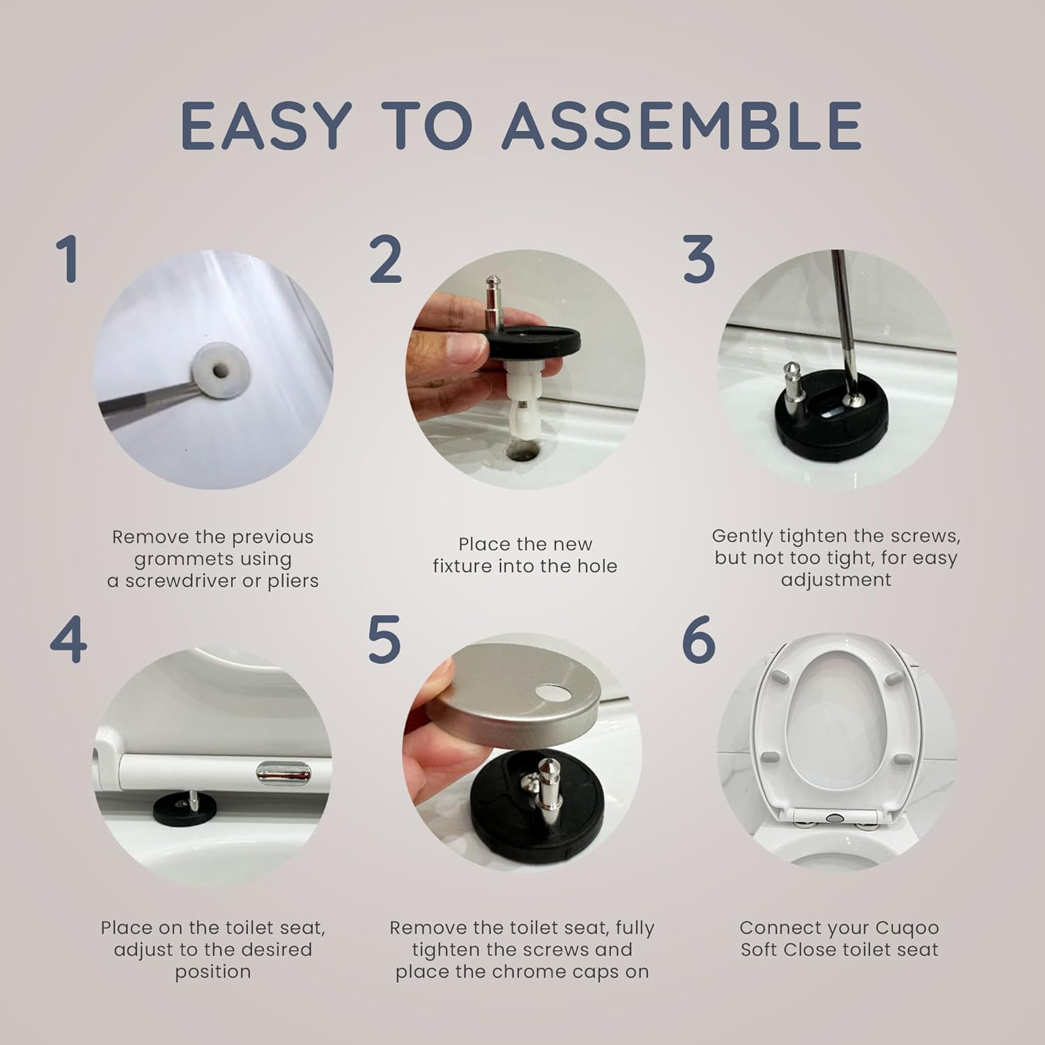 CUQOO Oval Soft Close Toilet Seat - Quick Release Toilet Seat - O Shape Soft Close Toilet Seat White - Slow Close Toilet Seat with Adjustable Hinges (Classic Comfort)