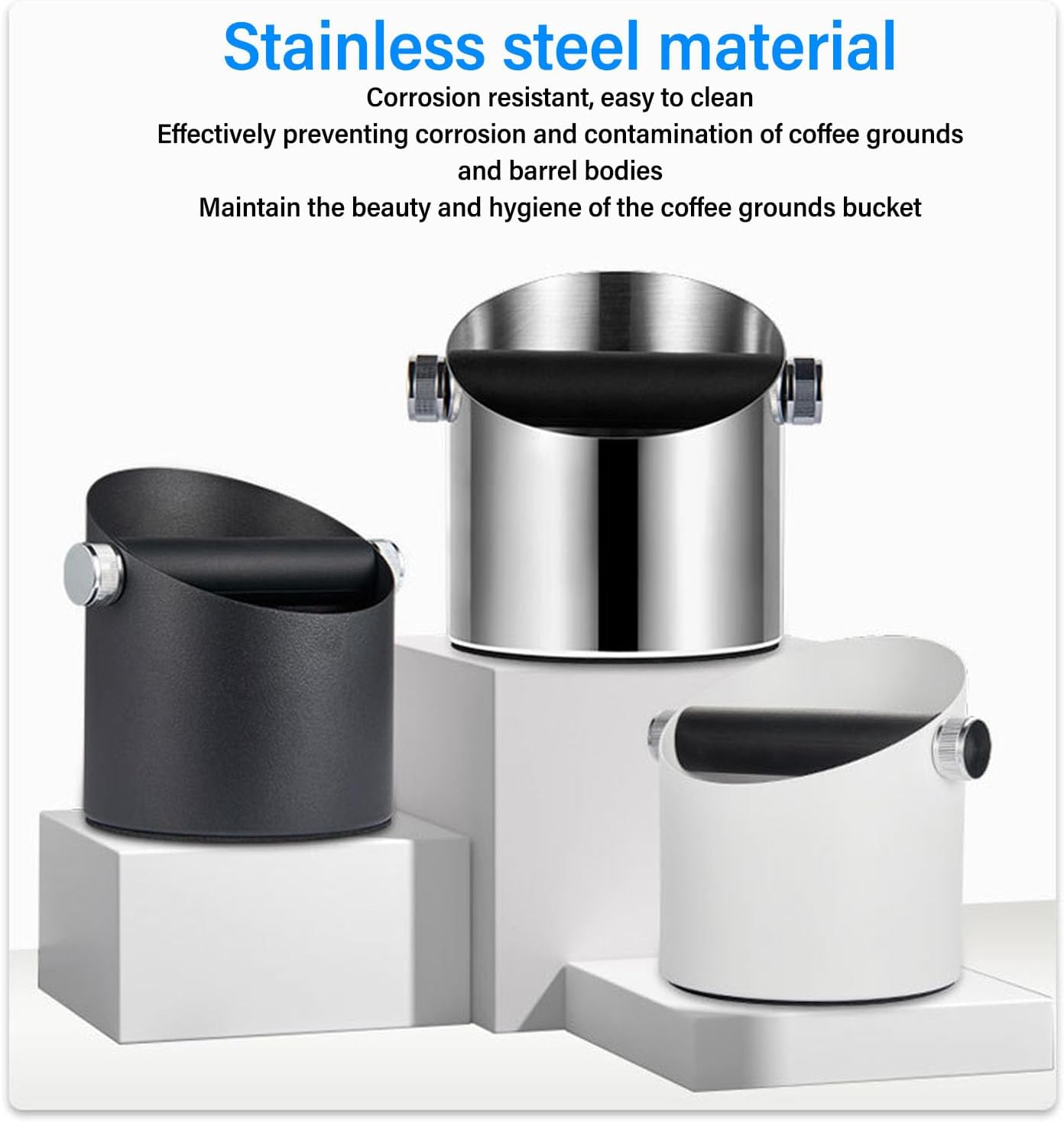 Stainless Steel Coffee Grounds Knock Box, 4.5 Inch Coffee Knock Box with Removable Knock Bar for Home (White) image number 2