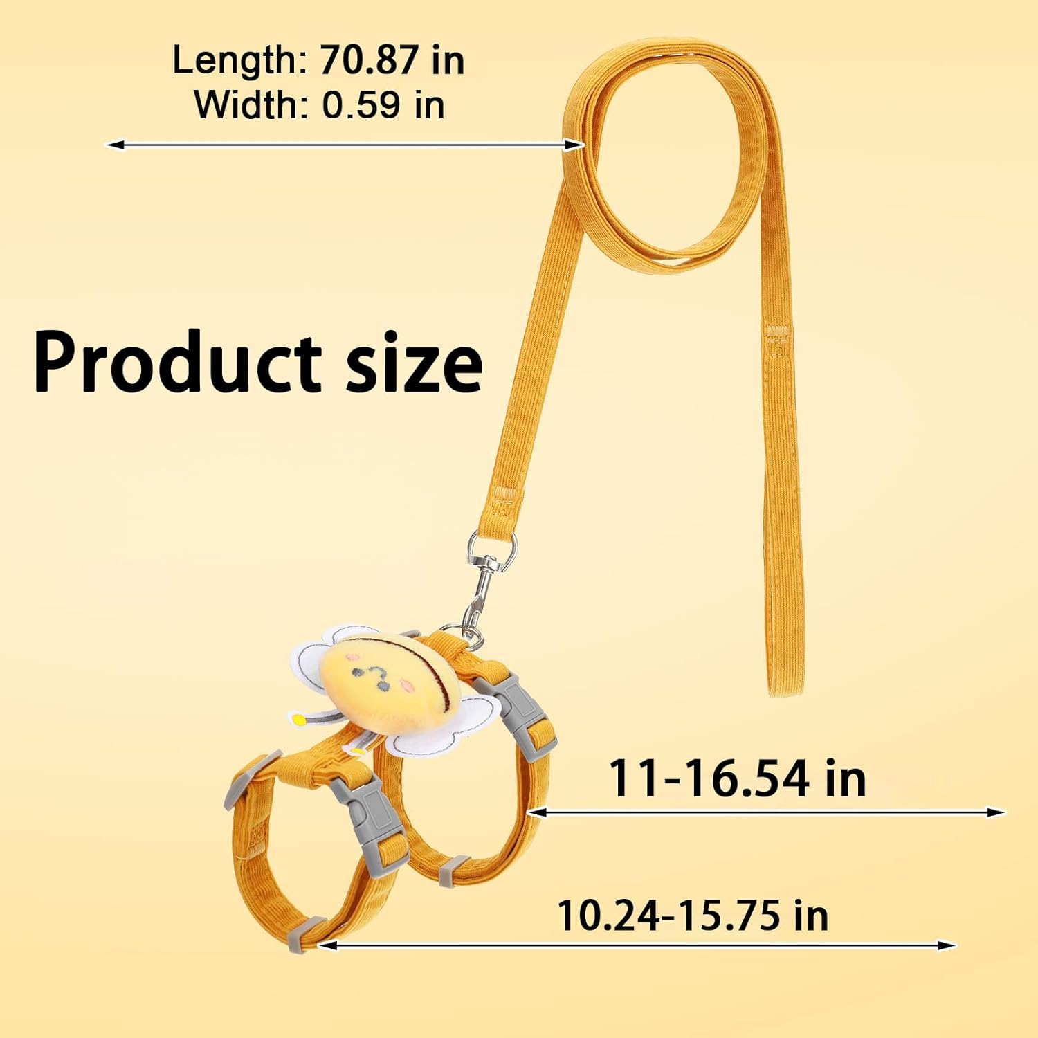 IKEEPVOX Cat Harness and Leash Set &ndash; Escape-Proof Adjustable Vest Harness with 1.8M Leash for Cats, Bunnies, Small Pets, Walking and Traveling (Yellow Bee, Medium)​ image number 5
