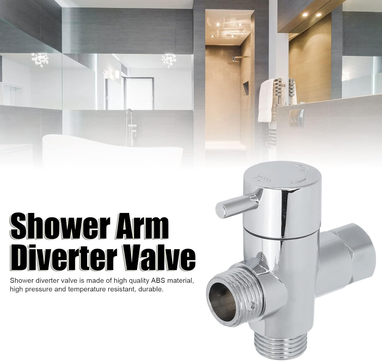 G1/2 Diverter Valve, Polished 3 Way Shower Arm Diverter Valve High Pressure Resistant for Hand Held Showerhead and Fixed Spray Head image number 6