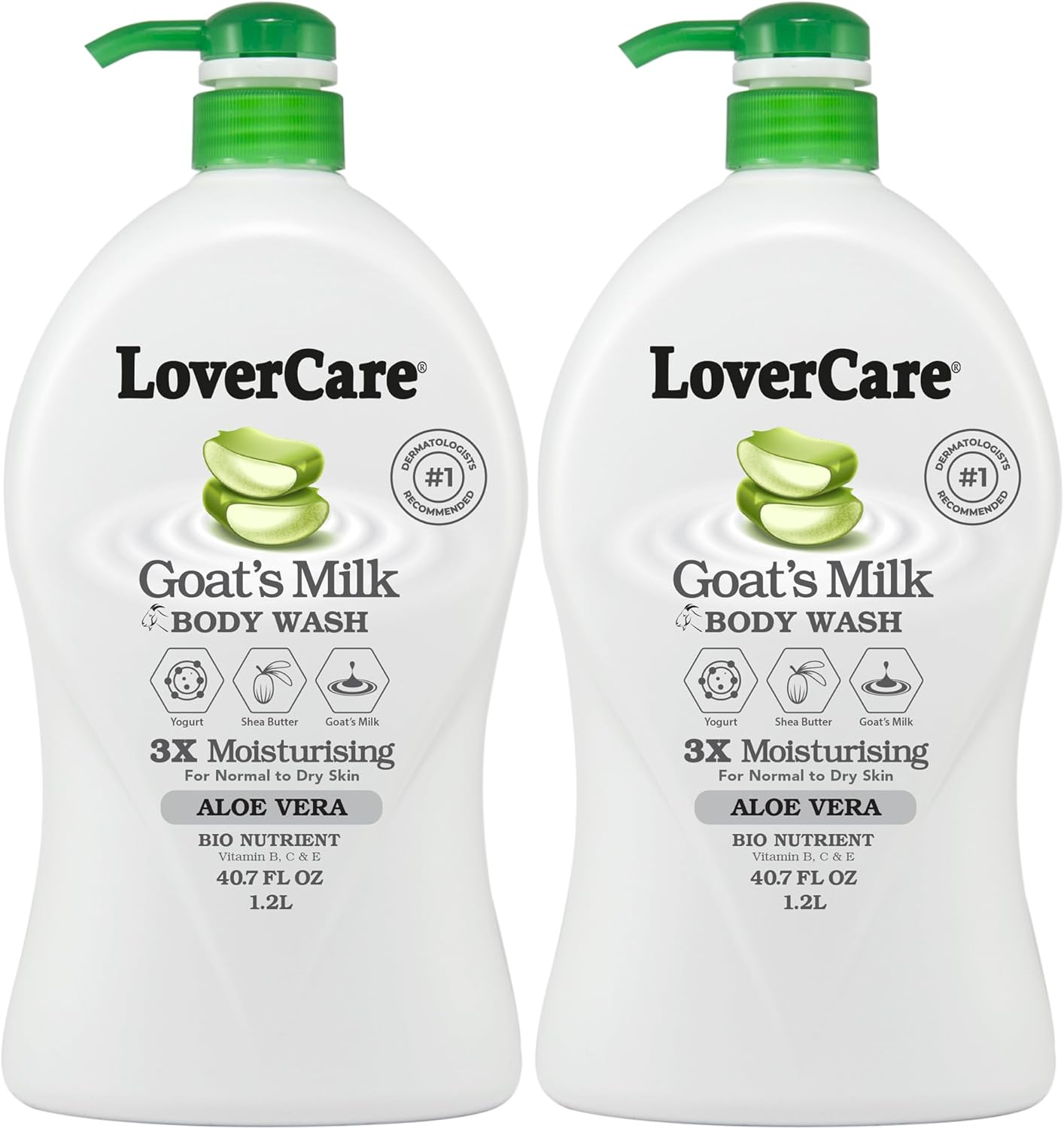 Lovercare 2-Pack Goat'S Milk Shower Cream with Aloe Vera, 1.2 L image number 3