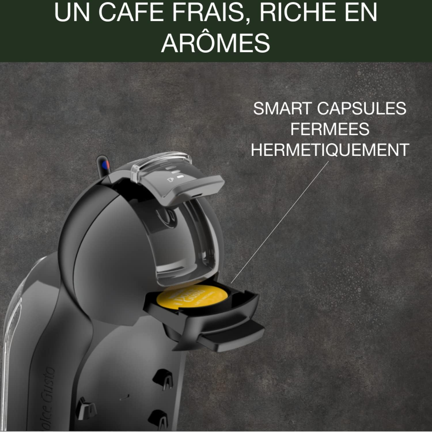 NESCAF&Eacute; DOLCE GUSTO Mini Me Von Krups KP1238 Small Automatic Capsule Coffee Machine, Hot and Cold Drinks, 15 Bar Pressure, 0.8 Litre Water Tank, Eco Mode, Black/Anthracite, KP1238 image number 2