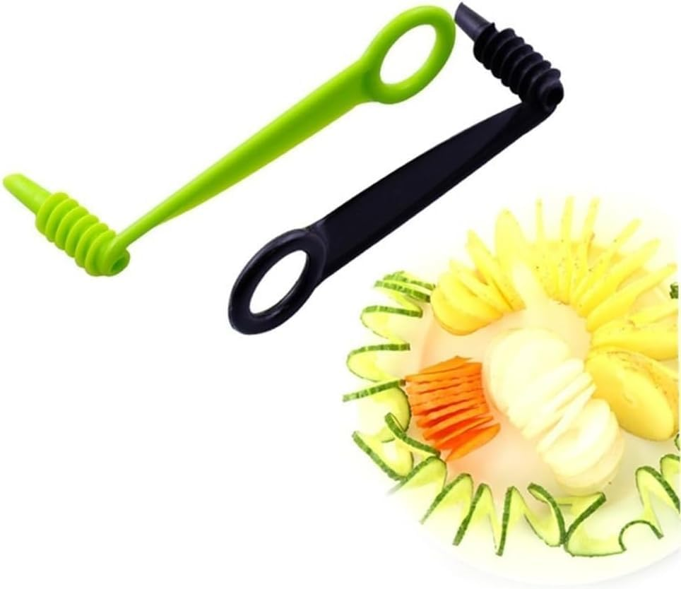 1Pc Green Spiral Slicer Blade Hand Slicer Cutter Potato Cucumber Vegetables Spiral Knife Kitchen Accessories Tool,Manual Spirals Screw Slicers Peelers Kitchen and Dining,Graters,Peelers and Slicers image number 2