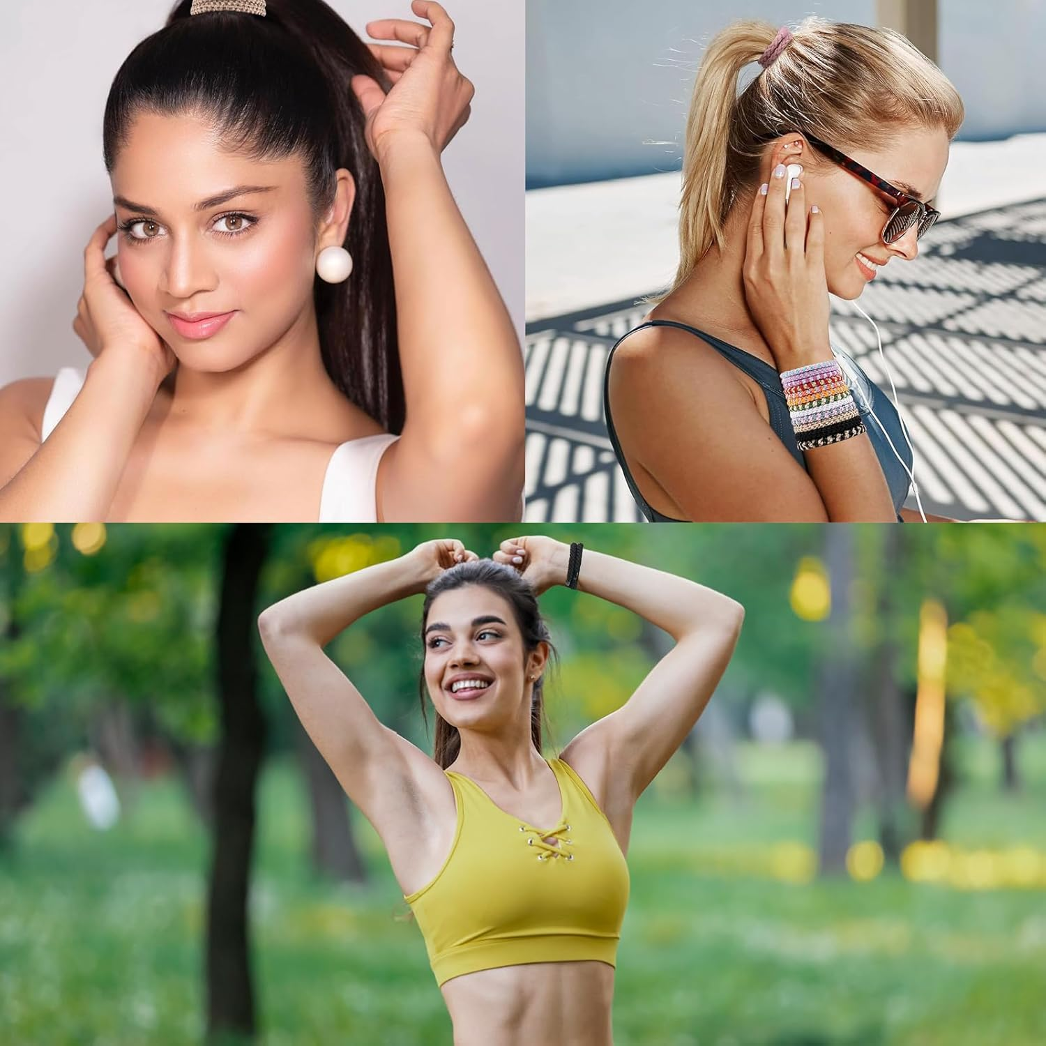 RTRTGS Pack of 12 Women'S Hair Bobbles, Elastic Ponytail Holder, Stylish Ponytail Holder for Women and Girls