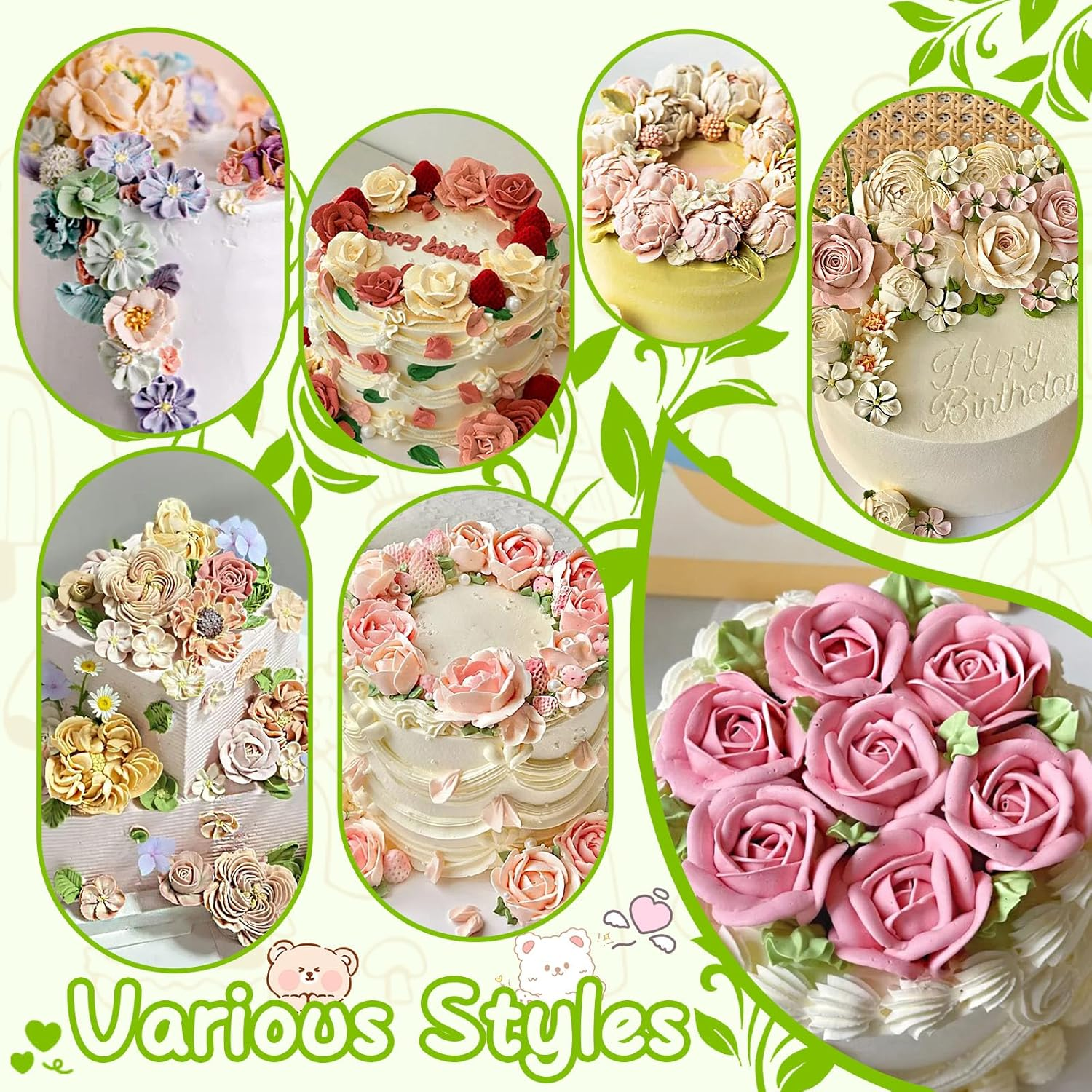 Suuker Fondant Rose Piping Tips Set, Stainless Steel Cake Decorating Pastry Tools, Cake Decorating Supplies Baking Set Tools (7 Pieces) image number 4