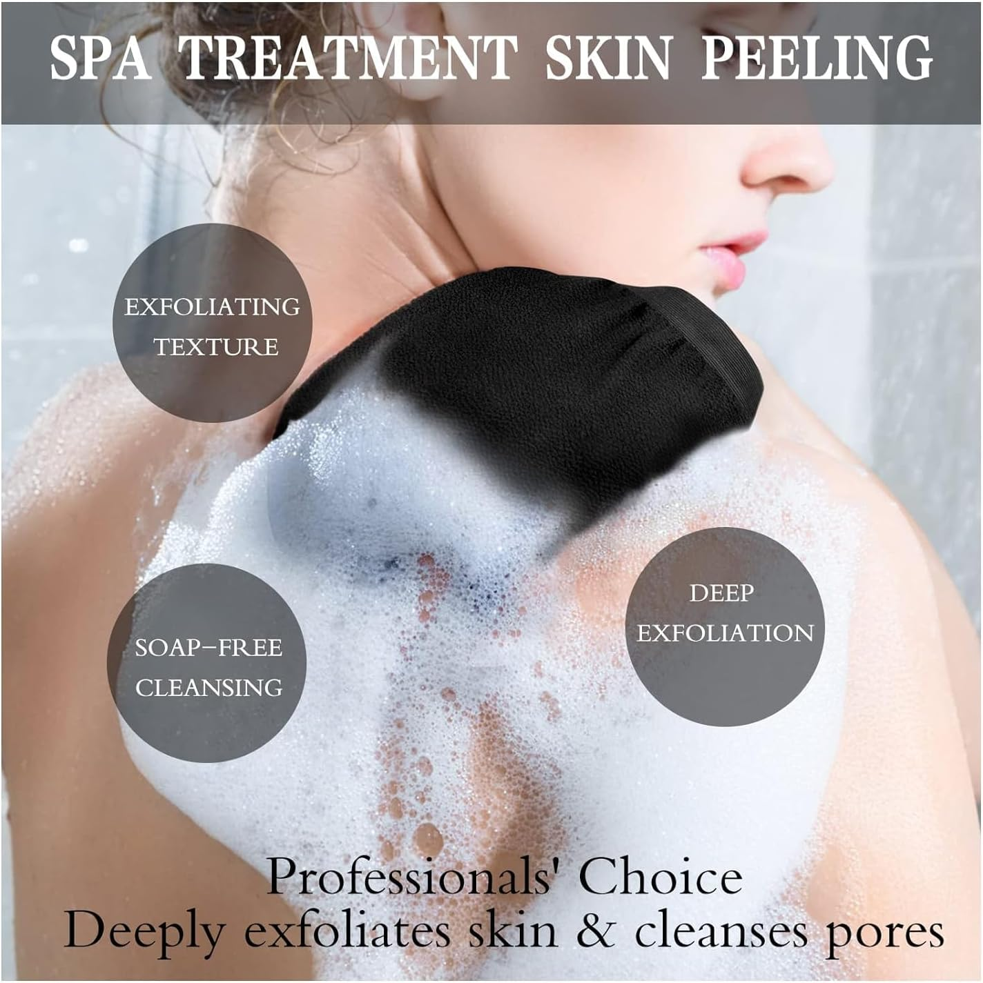 URAQT Exfoliating Gloves, Pack of 3 Exfoliating Gloves, Body Exfoliating Glove, Hamam Glove for Body and Face (Black) image number 6