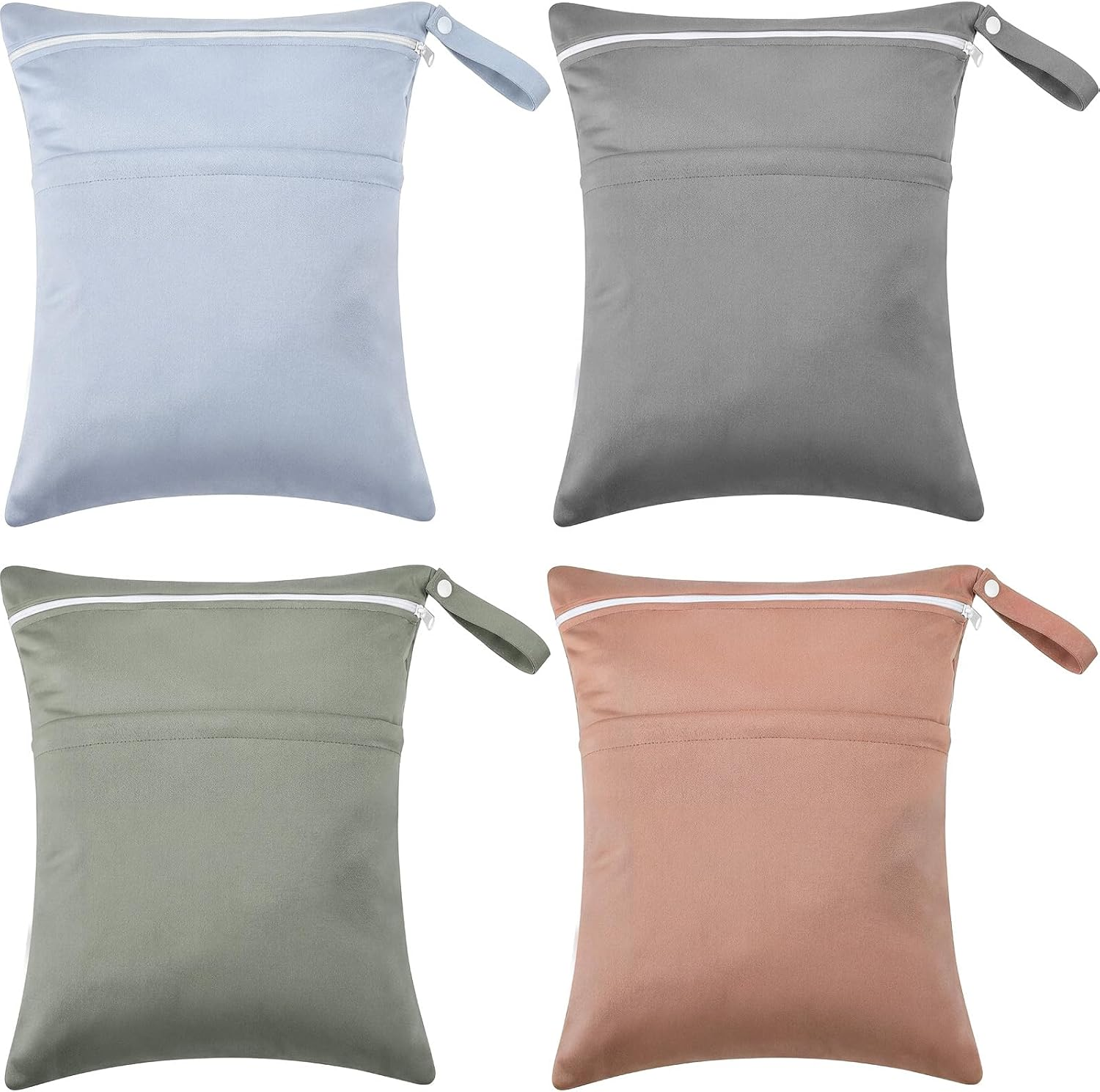 Shappy 4 Pcs Wet Dry Bag for Baby Cloth Diapers Waterproof Wet Bag Washable Travel Reusable with 2 Pocket for Travel Beach Pool(Blue, Purple, Pink, Orange)