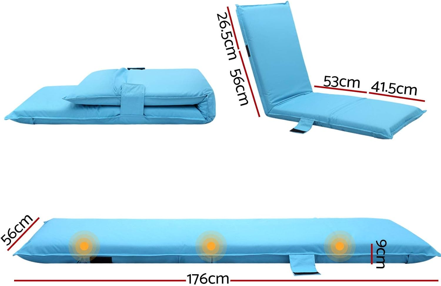 Artiss Sofa Bed, Single Adjustable Couch Cushions Floor Cushion Lounge Blue image number 5