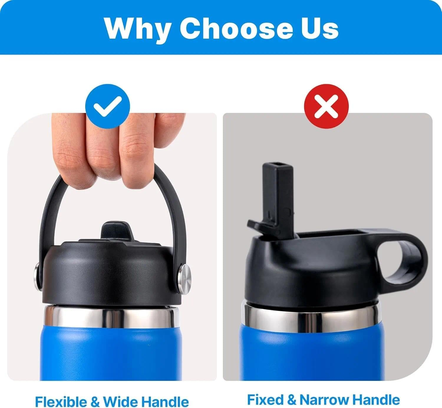 Damaill Straw Lid for Hydroflask, Lids with Straw for Hydroflask 12 16 18 20 32 40 64Oz Wide Mouth Water Bottles, Replacement Cap for Hydro Flask (Black) image number 5