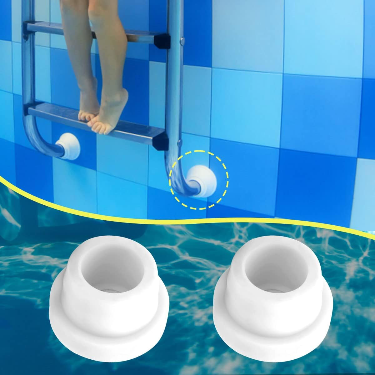 2Pcs Pool Ladder Bumpers, Rubber Pool Ladder Caps Pool Ladder Bumpers for Inground Pool Fit 1.9 Inch Standard Swimming Pool Ladder Tubing (White) image number 6