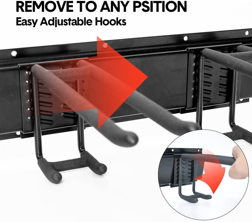 ALSTON Garage Tool Organizer Heavy Duty Wall Mount Storage Rack Steel Garden Tool Hanger with 6 Removable Hooks for Broom Rake Shovel Yard Tools Max Load 180Kg