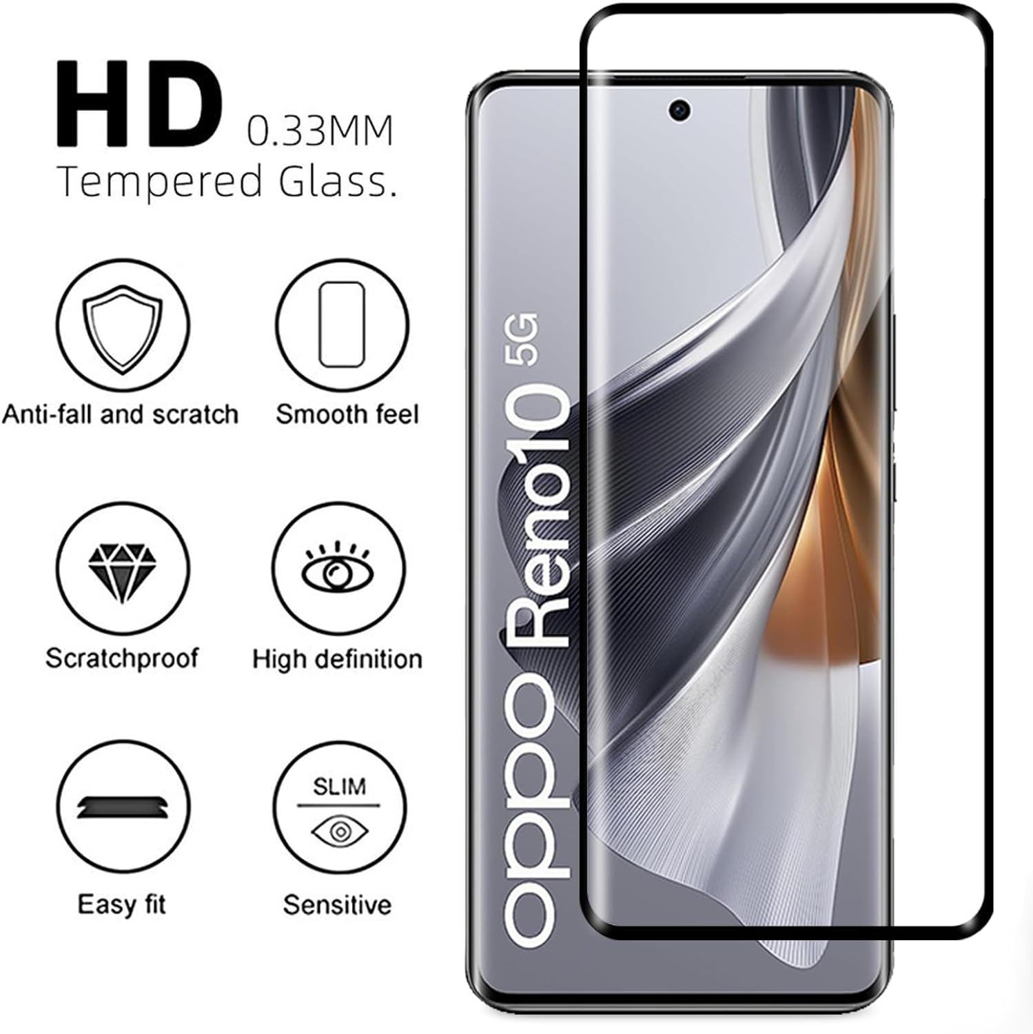 Electro-Weideworld [2 Pack] Screen Protector for Oppo Reno 10/Reno 10 Pro 5G HD Clear Scratch-Resistant High Definition image number 3