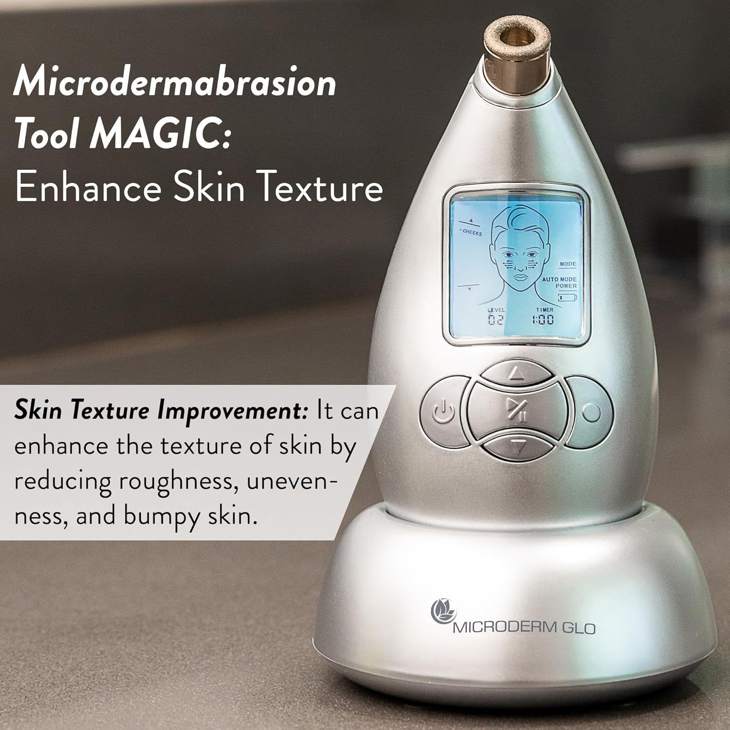 Microderm GLO Diamond Microdermabrasion Machine and Suction Tool - Clinical Micro Dermabrasion Kit for Tone Firm Skin, Advanced Home Facial Treatment System & Exfoliator for Bright Clear Skin Silver image number 5