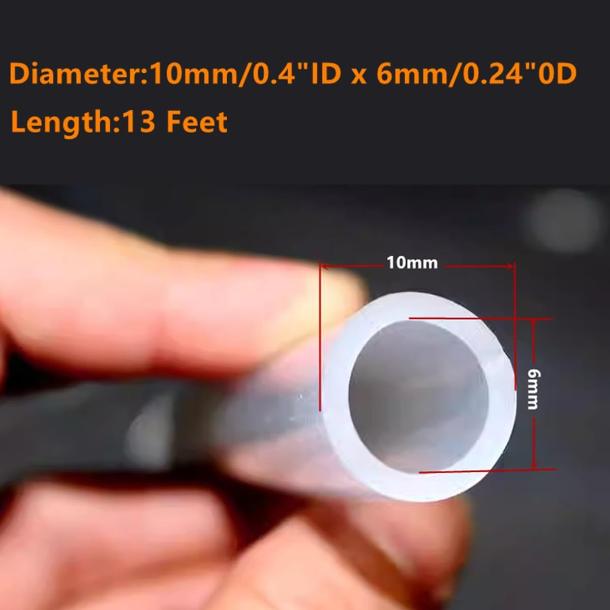 4M(13Ft) 6Mm ID X 10Mm OD Food Grade Silicone Tubing,High Temperature and Low Temperature Resistance, Flexible Transparent Hose,For Home Wine, Aquarium Air Tubes image number 3