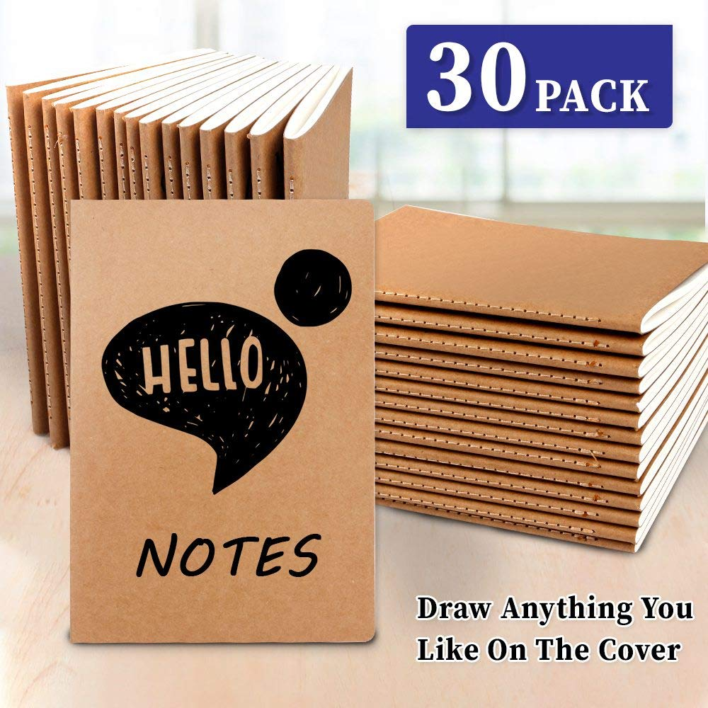 Feela 30 Pack Kraft Notebooks, 60 Lined Pages A5 Notebooks for Women Girls Students, 8.3 X 5.5 Notebook for Making Plans Writing Memos Office School Supplies image number 5