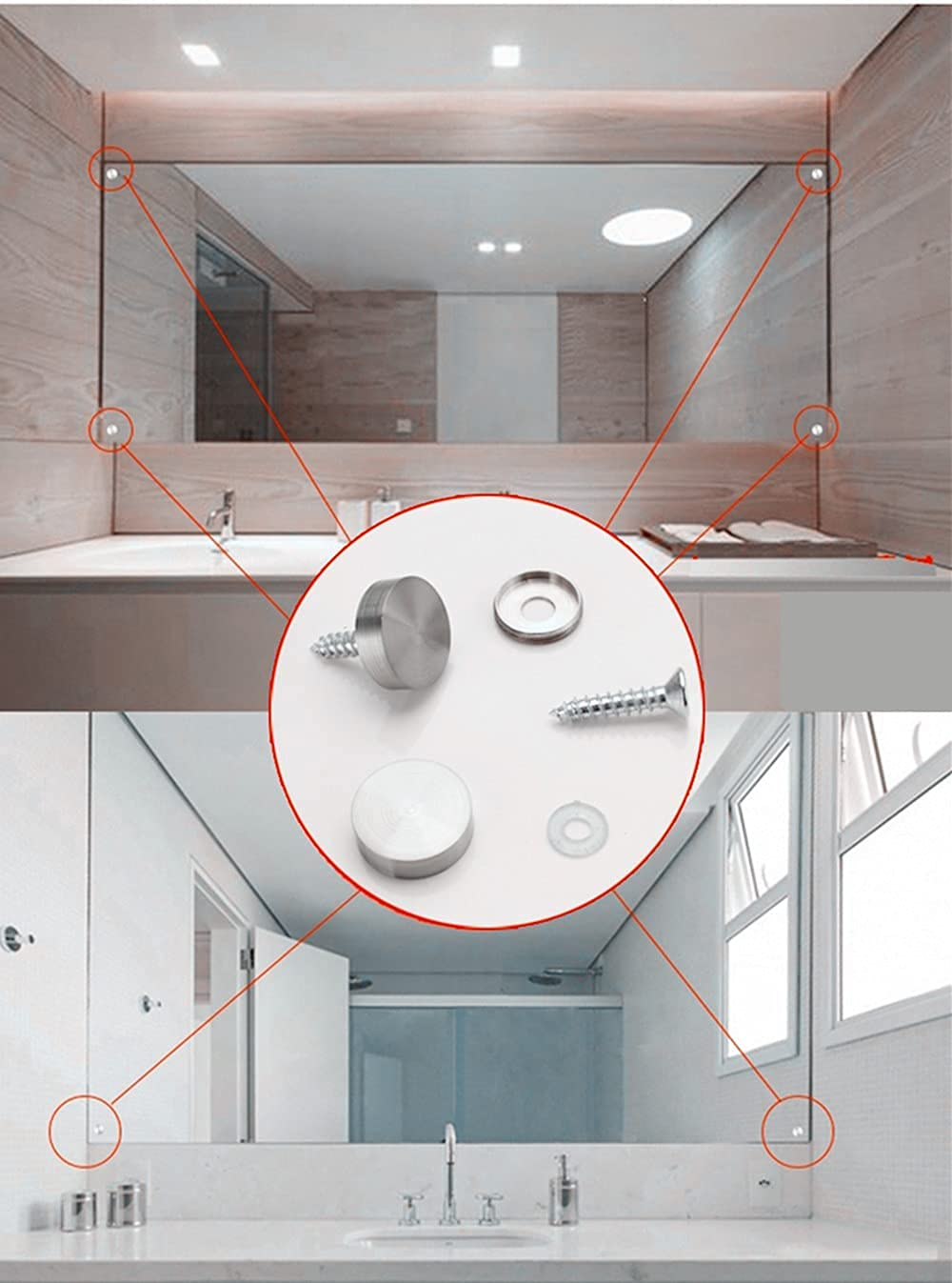 8Pcs Mirror Screws Decorative Cap Silver Color Cover 5/8"(16Mm) Stainless Steel Advertising Hardware Screw Cap Cover Nails Decorative Mirror Screw Fasteners image number 1