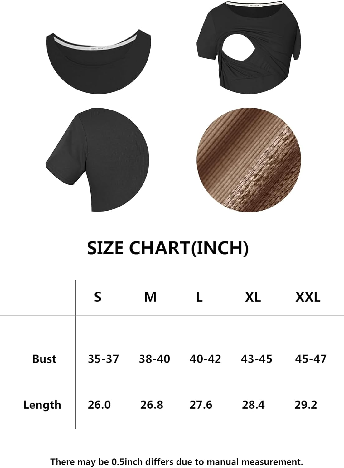 Smallshow Women'S Nursing Tops Ribbed Short Sleeve Breastfeeding Shirts 4 Pack image number 4