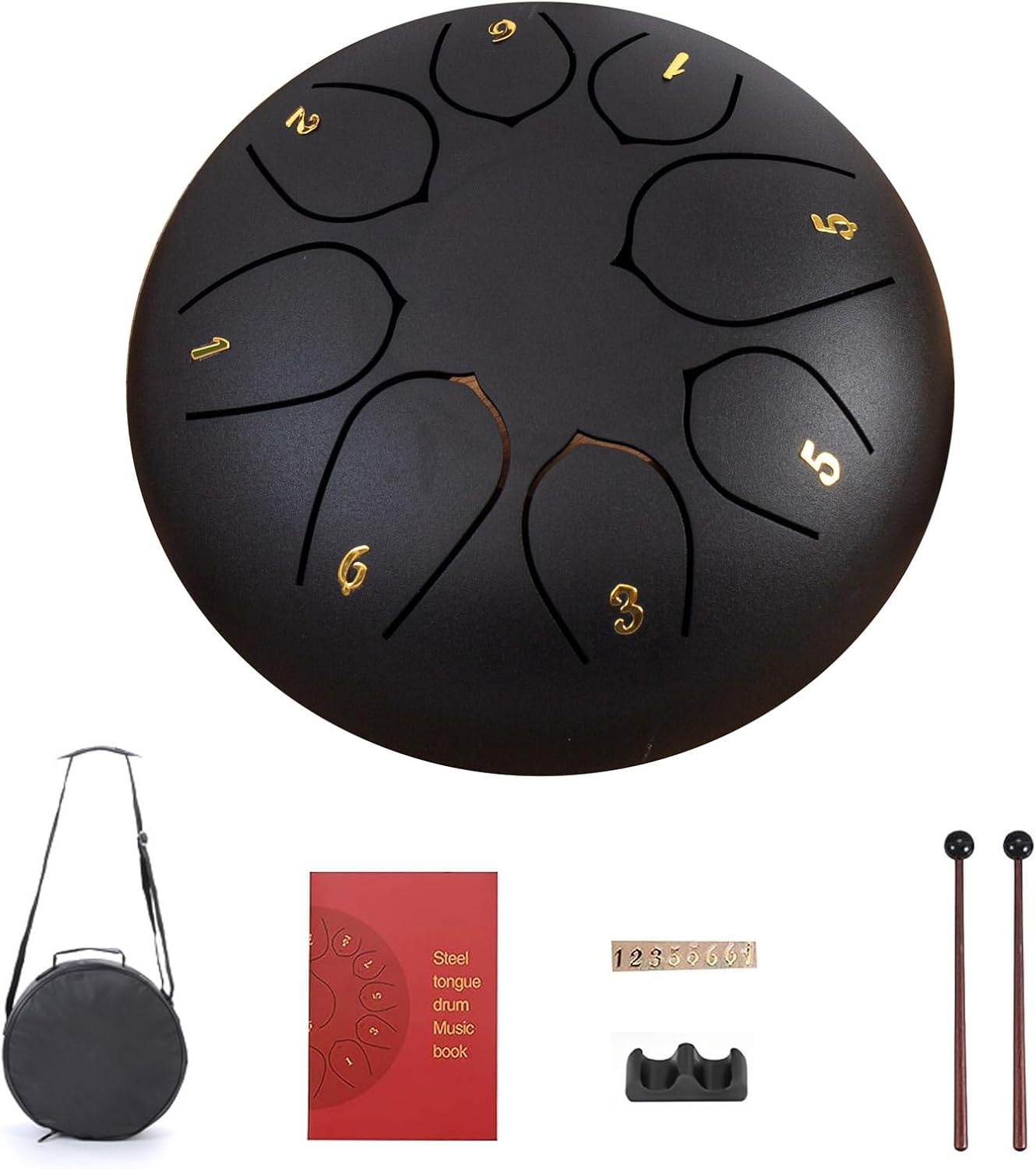 Lancoon Steel Tongue Drum with Hand Pan 6 Inches 8 Notes Durable Musical Instrument Soft Sound Rain Drum Non-Slip Easy to Play for Kids Yoga Meditation Entertainment