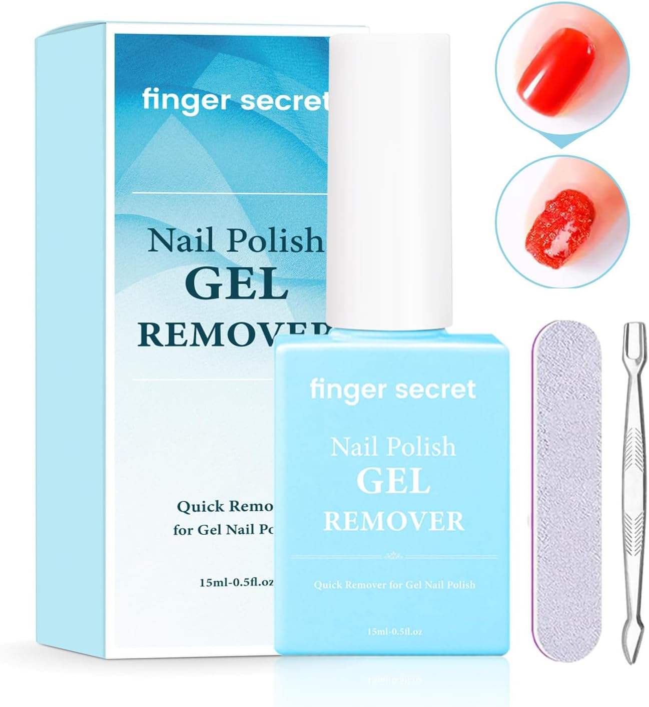 Finger Secret Nail Polish Gel Remover Kit - Removes Gel Polish Easily, Liquid Latex for Nails,Strengthens Weak Nails,With Perfect Manicure.Convenient and Portable for All Your Nail Care Needs. image number 1