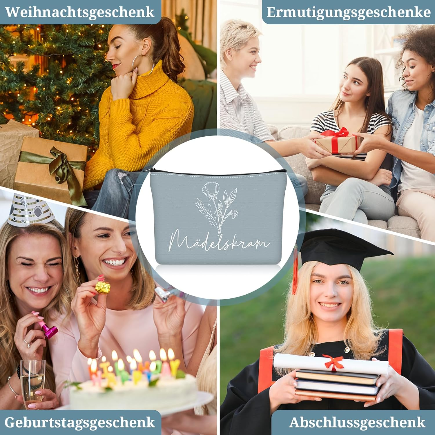 Geiserailie 3 Pieces Trousse De Maquillage Petite Trousse De Toilette Avec Inscription Zipp&eacute;e Portefeuille De Voyage Pour Femmes Et Filles, Three Colours image number 2