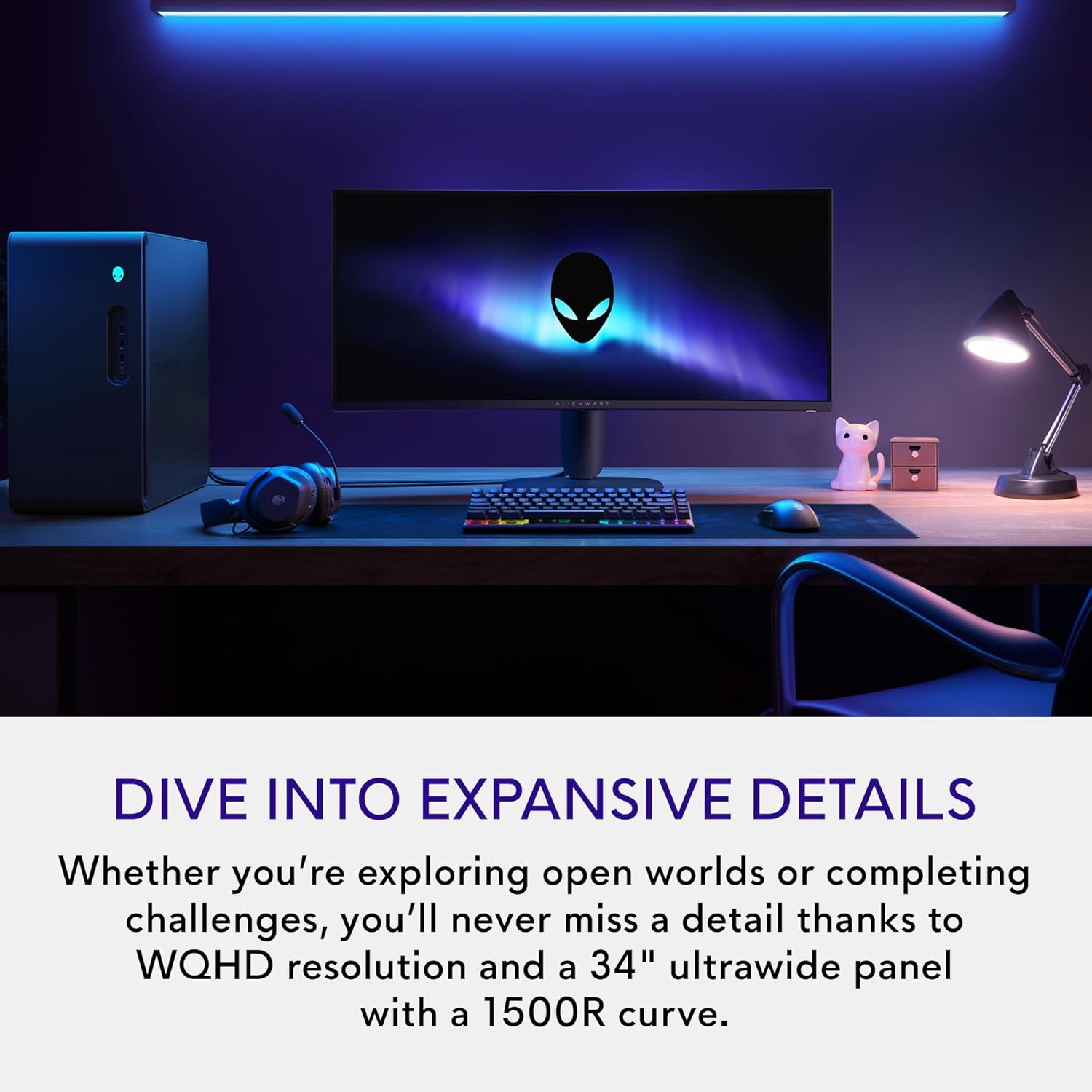 Alienware 34 Curved Gaming Monitor &ndash; AW3425DWM - 34-Inch WQHD (3440 X 1440) 180Hz 1Ms Display, 1500R Curve, AMD Freesync Premium, VESA Adaptivesync, VESA Displayhdr 400, 360&deg; Ventilation image number 6