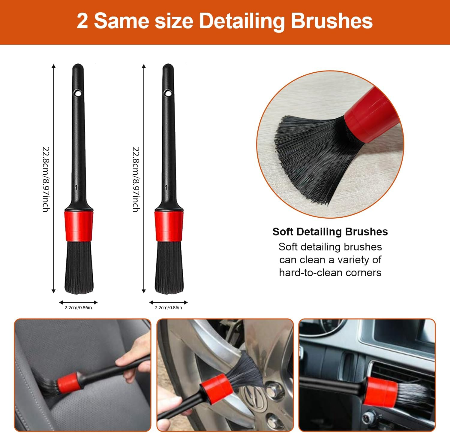 10 PCS Car Wash Tool Cleaning Kit with Storage Bag - Microfiber Mitts, Drying Towel, Waffle Cloths, Alloy Wheel Brush, 2 Detail Brushes, Valeting Essentials, Set image number 2