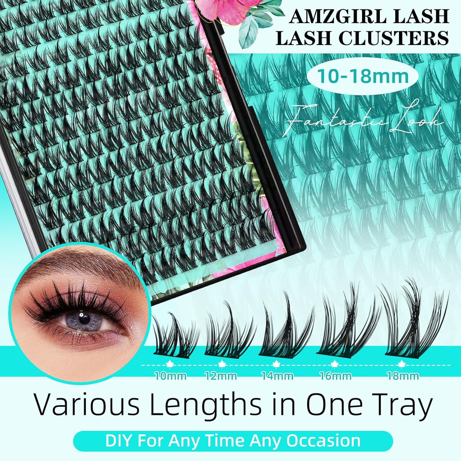 Lash Clusters Kit 140Pcs Lash Extension Kit Manga Cluster Lashes Natural Look with Bond and Seal Waterproof,Tweezer with Wet Look Ultra-Thin Band Lashes(Puppy,C-10-18Mm) - Kitten Black image number 5