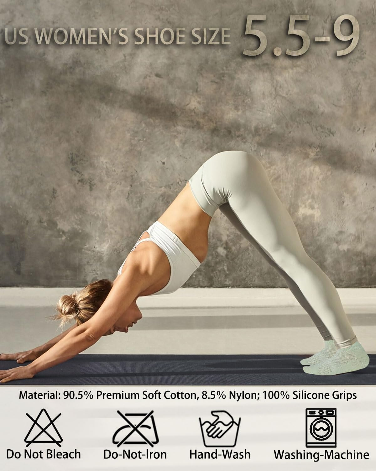 Yoga Pilates Non Slip Socks with Grips for Women, 6 Pairs Non-Slip Yoga Athletic Socks for Barre Ballet Barefoot Workout Hospital image number 1