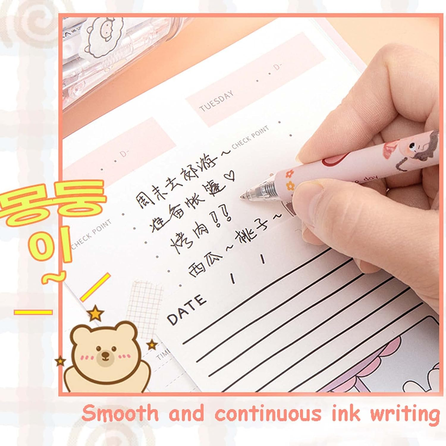 MLAFE Kawaii Gel Pen Cute Creative 30 Packs Black Water Pen Kawaii Signature Pen Office Pen Cute School Supplies (Style Five) image number 5