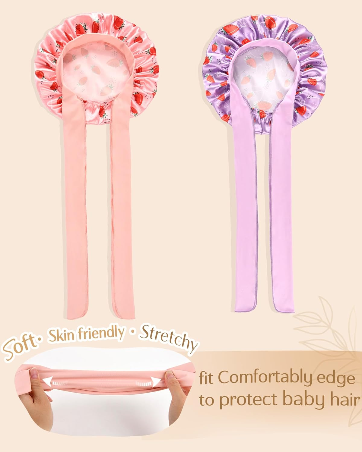 Satin Bonnet Sleep Cap for Black Women - Adjutable Silk Bonnet for Curly Hair