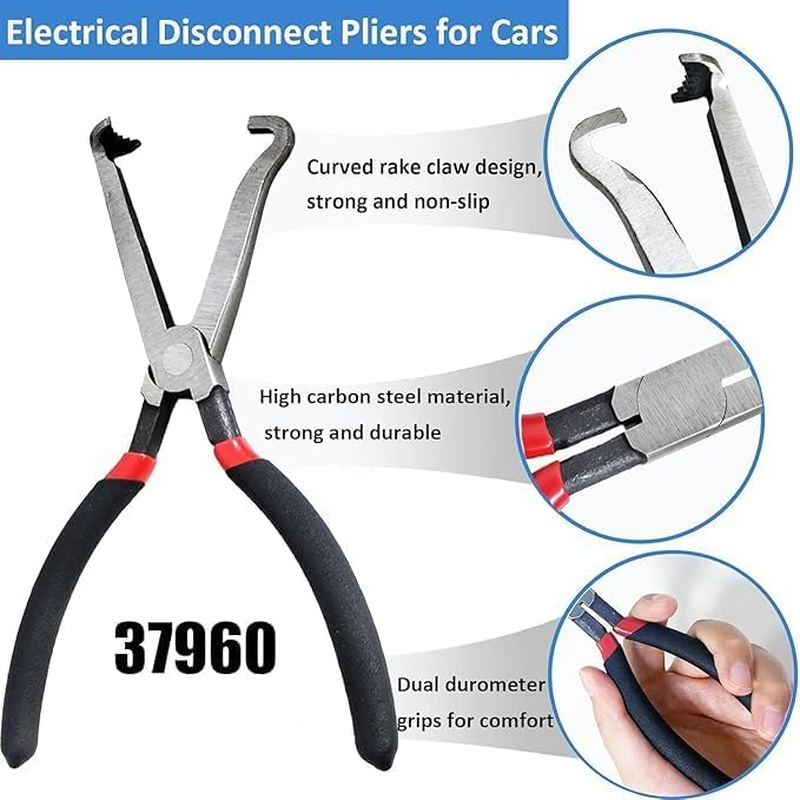 Electrical Disconnect Pliers, 1 Automotive Electrical Connector Disconnect Pliers, Long Spark Plug Disassembly Pliers, Tear down Air Flow Sensors Fuel Injectors (Red) image number 4