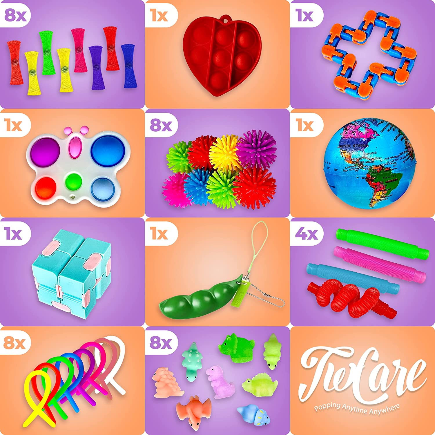 (62 Pcs) 2023 Upgraded Fidget Toys Party Favors Gifts for Kids Adults Autism Stress Relief Stocking Stuffers Sensory Pop It Autistic Pack Bulk Set Boys Girls Goodie Bag Treasure Box Classroom Prizes image number 6
