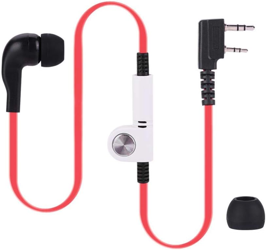 Bewinner Walkie Talkie Headset, 2-Pin K Headphones Headset with PTT Microphone for Walkie Talkie Wireless Head K Suitable for Police Officers, Hotel Guardians (Red) image number 2