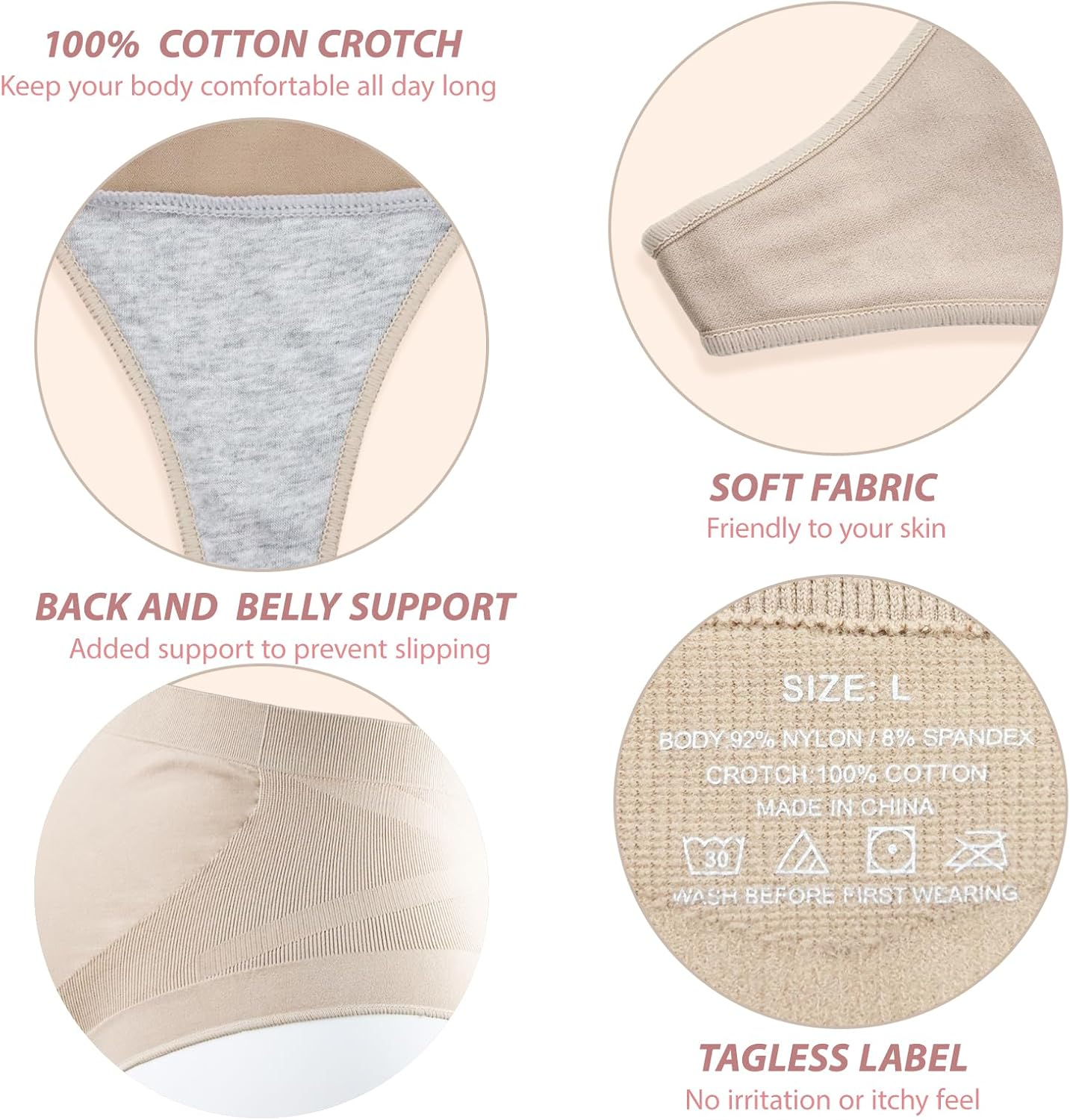 SAYCELI Seamless Maternity Thongs Underwear for Women, Pregnancy Shapewear over the Belly, Pregnant Belly Support Panties