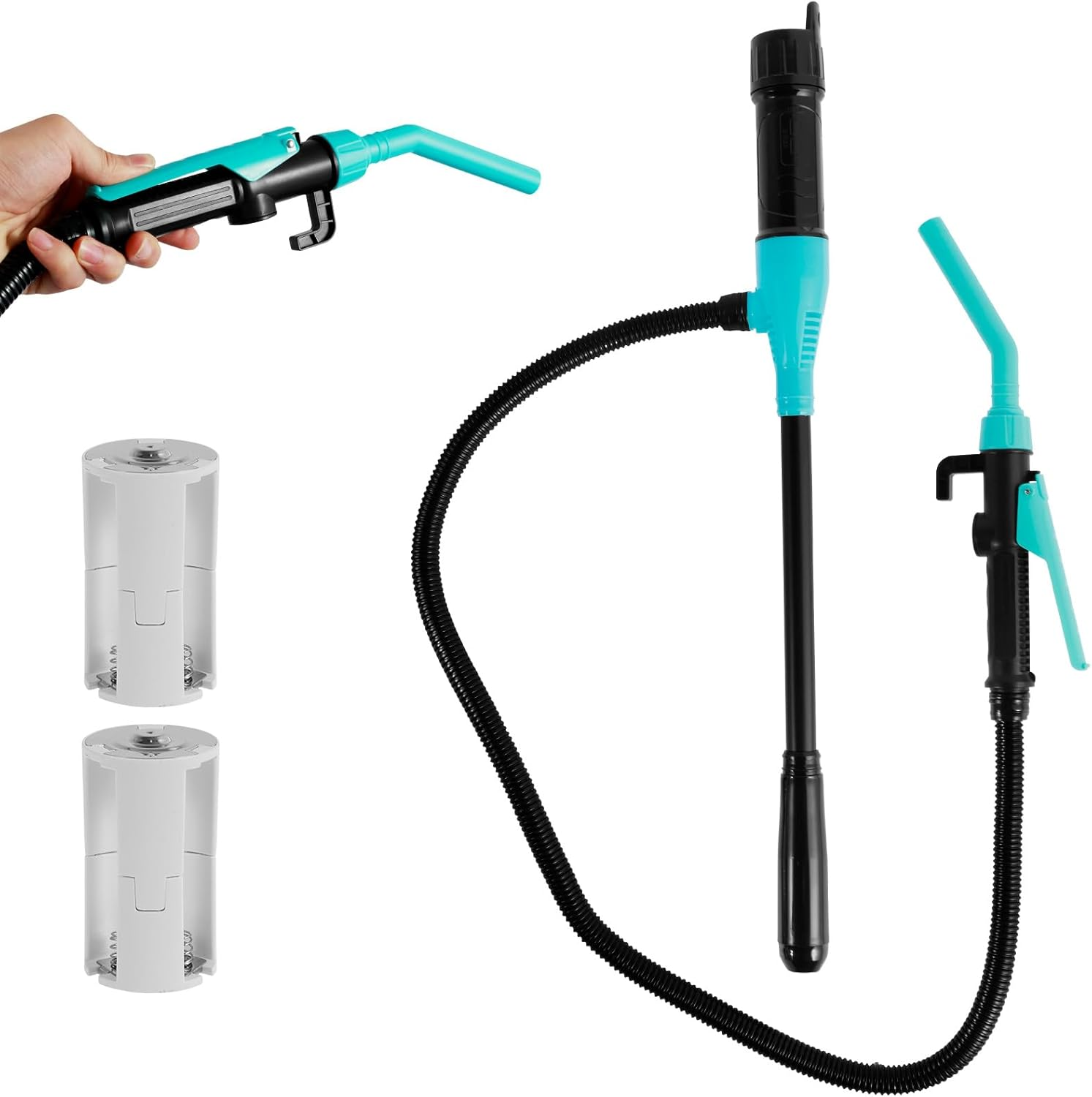 Liquid Transfer Pump Battery Powered Fuel Transfer Pump with Flow Control Nozzle 2.4 Gallons per Min Liquid Transfer Pump Efficient Fuel Transfer Pump for Gas Diesel Kerosene(Orange)