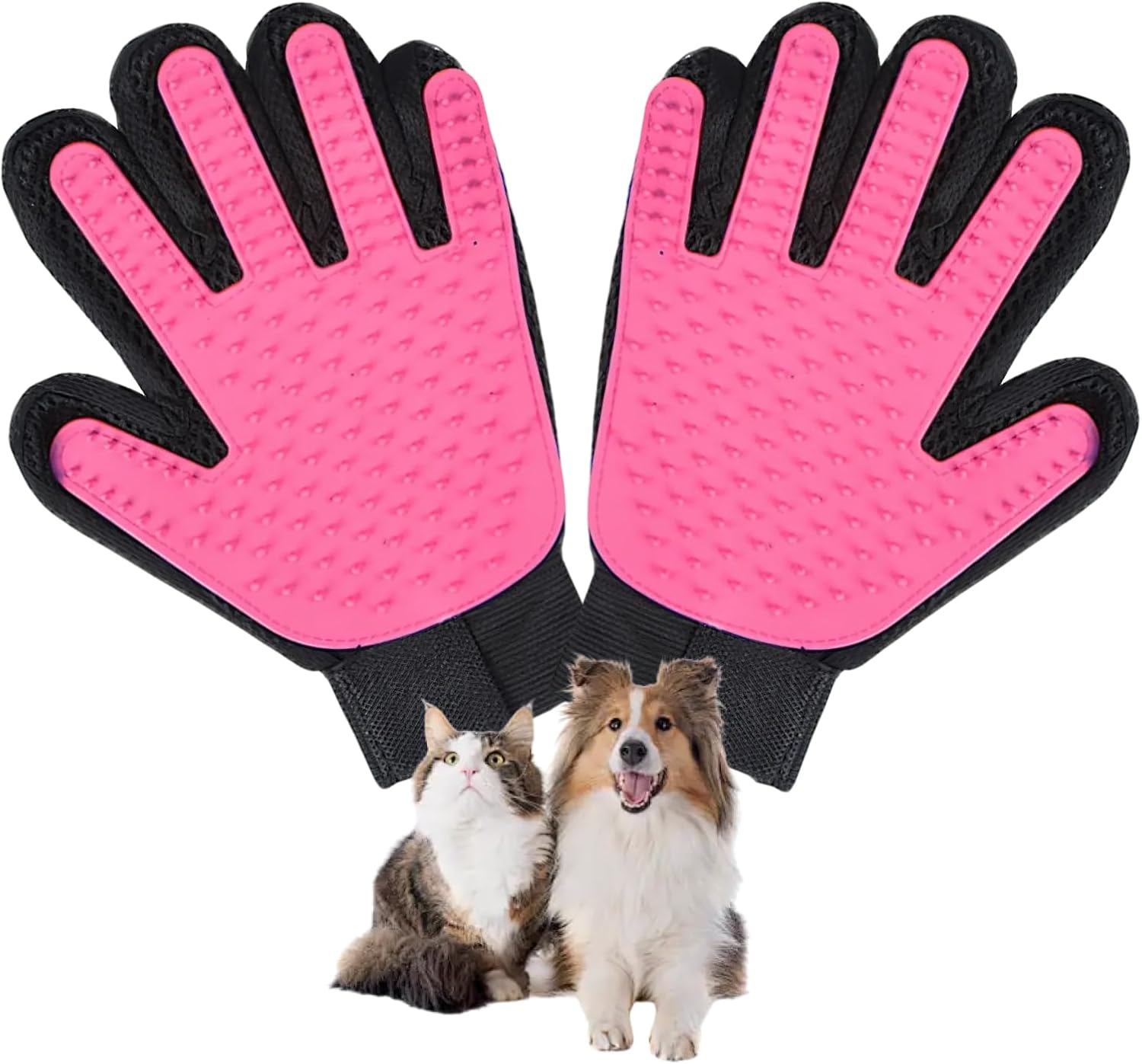 Pet Grooming Glove with Soft Silicone Tips, Five Finger Deshedding Brush Mitt for Dogs and Cats, Effective Hair Remover for Bathing and Massaging, Fits All Hand Sizes Comfortably image number 2