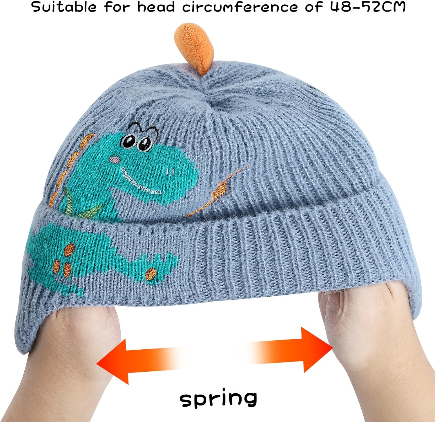 KAKU NANU Winter Hat Baby Dino Hat Children'S Beanie 0-3 Years Toddler Knitted Hat image number 6